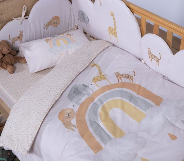 Βρεφικό Κουβερλί Κούνιας Βαμβακερό Nef-Nef Homeware Jungle In Motion Ecru 110x140 Nef-Nef Homeware Βρεφικο Κουβερλι Jungle In Motion 110Χ140 Nef-Nef Homeware - Ecru