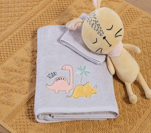 Παιδικεσ Πετσετεσ Σετ 2Tmx Dinosaur Art Nef-Nef Homeware - Wind Grey