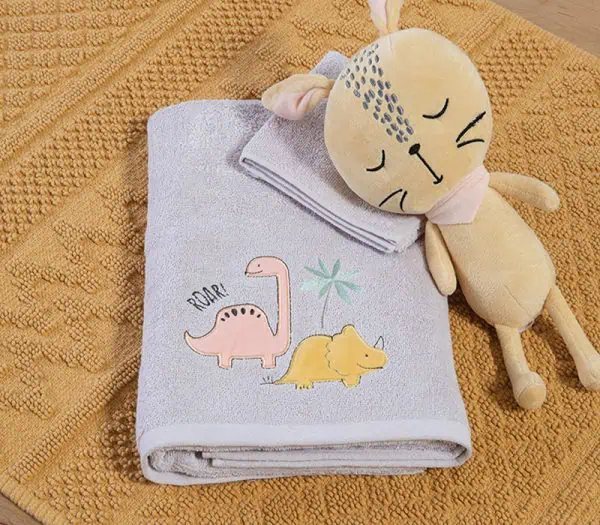Παιδικεσ Πετσετεσ Σετ 2Tmx Dinosaur Art Nef-Nef Homeware - Wind Grey