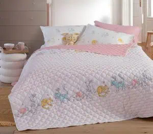 Παιδικο Κουβερλι Μονο Cat Life 180X240 Nef-Nef Homeware - Ecru/Pink