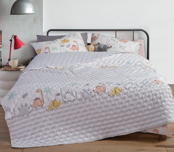 Παιδικο Κουβερλι Μονο Dinosaur Art 180X240 Nef-Nef Homeware - Ecru/Grey