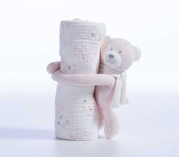 Κουβερτακι Με Αρκουδακι Teddy 75X100 Nef-Nef Homeware - Pink