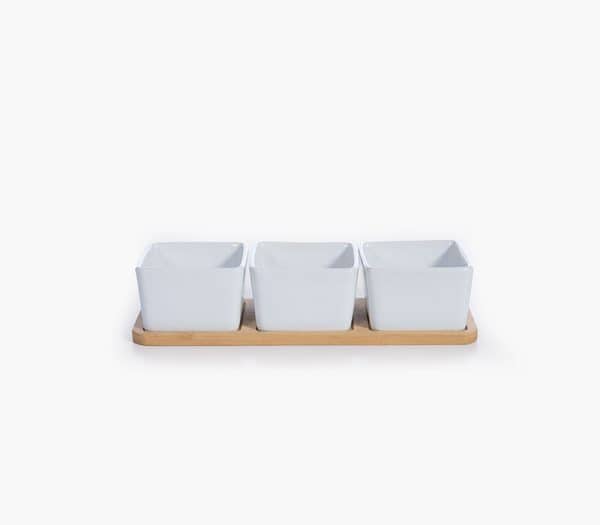 Μπωλ Σετ 3 Τμχ Με Δισκο Sage Nef-Nef Homeware - White