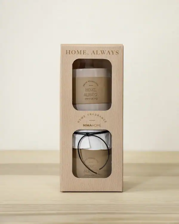 Nima Home Σετ Αρωματικό Χώρου με Στικ 100ml & Αρωματικό Κερί 130gr - Home, Always Powder Nima Home Σετ Αρωματικό Χώρου Με Στικ 100Ml & Αρωματικό Κερί 130Gr - Home