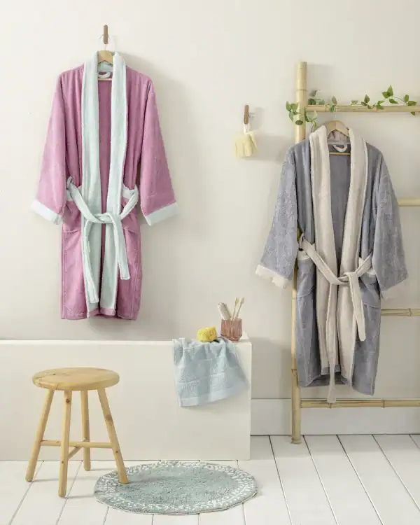 Μπουρνούζι με Γιακά Nima Home Ease Mauve Pink / Mint XL Nima Home Μπουρνούζι Ease - Extra Large - Mauve Pink / Mint - Extra Large