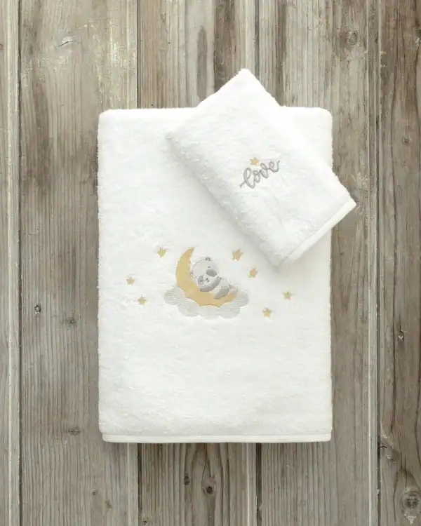 Βρεφικές Πετσέτες Μπάνιου Σετ Kocoon Home Panda Love 30x50 + 70x120 Kocoon Home Σετ Πετσέτες (30X50 + 70X120) - Panda Love - Σετ (1 X 30X50 + 1 X 70X120)