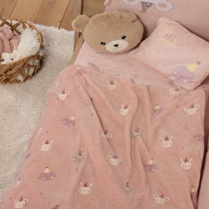 κουβέρτα fleece κούνιας 110x150 nef nef homeware baby special party pink (1) (1)