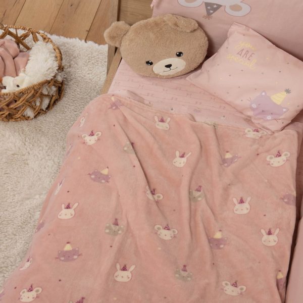 κουβέρτα fleece κούνιας 110x150 nef nef homeware baby special party pink (1) (1)
