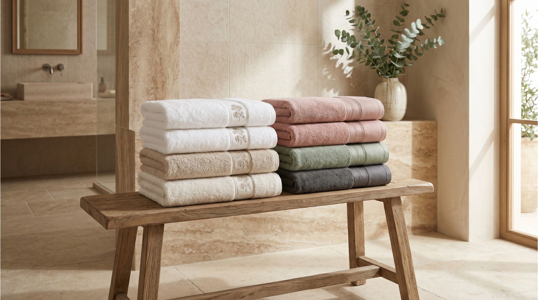 Πετσέτες μπάνιου Nima Home και Nef-Nef Homeware - σύγκριση ποιότητας και χρωμάτων σε σύγχρονο μπάνιο