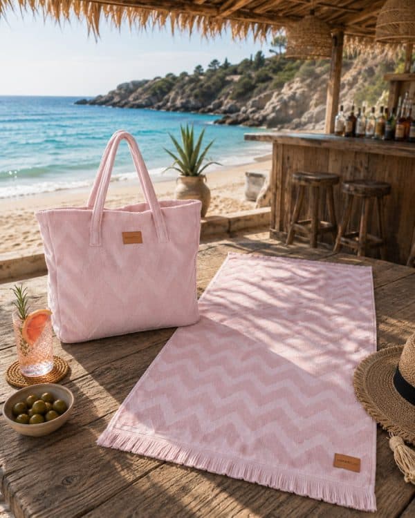 Σετ Πετσέτα - Τσάντα Θαλάσσης Nima Home Vida Pink 90x160+46x60 Nima Home Nima Home Vida Pink