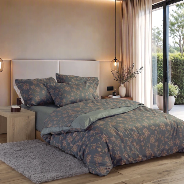 Σετ Σεντόνια Βαμβακοσατέν King Size Foxy 270X280 Nef Nef Homeware - Grey/Blue