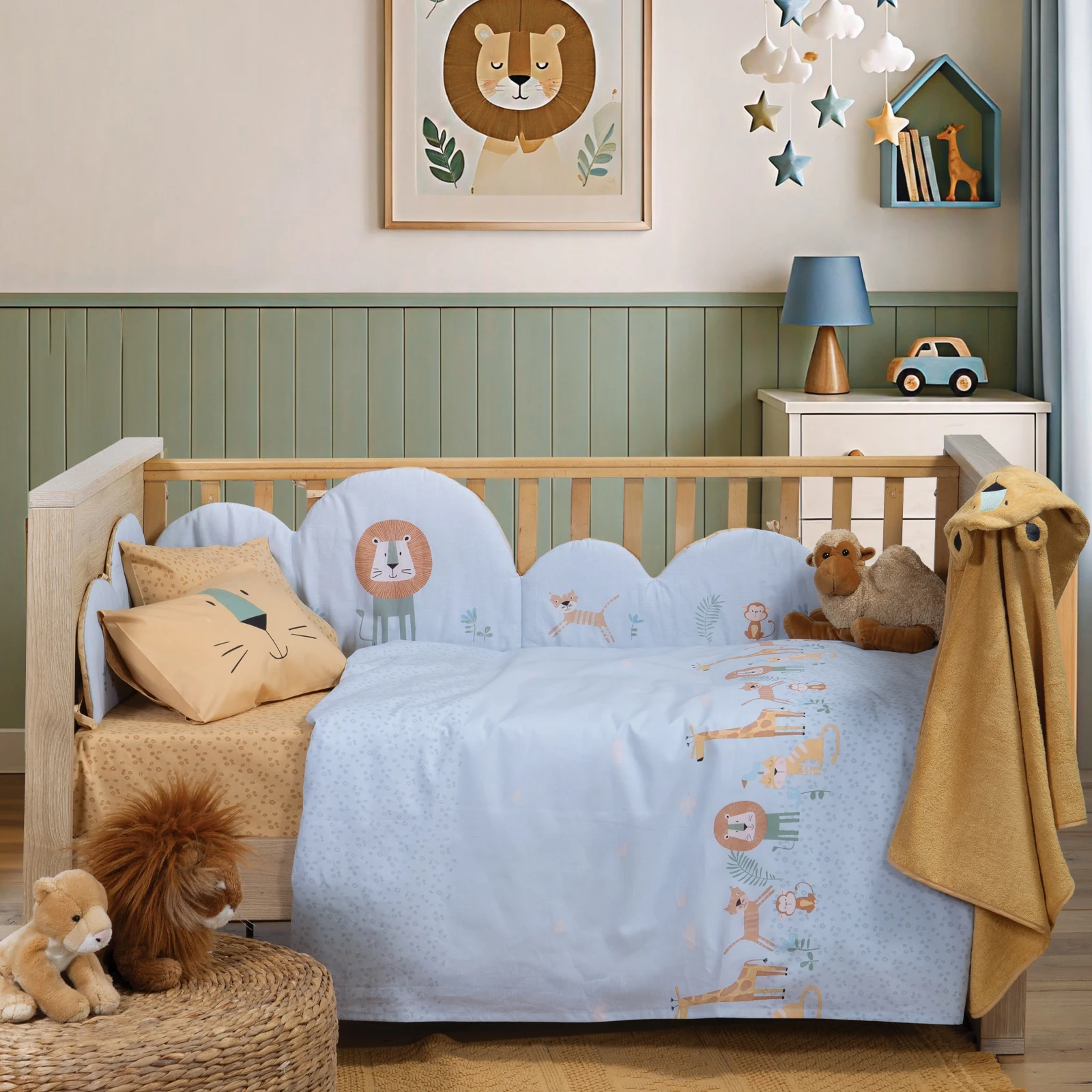 Σετ Σεντόνια Κούνιας Βρεφικά Wild Company Nef-Nef Homeware Nef-Nef Homeware Σετ Σεντόνια Κούνιας Βρεφικά Wild Company Nef Nef Homeware - Blue