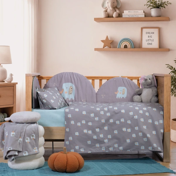 Σετ Σεντόνια Κούνιας Βρεφικά Elephants  Nef Nef Homeware - Grey