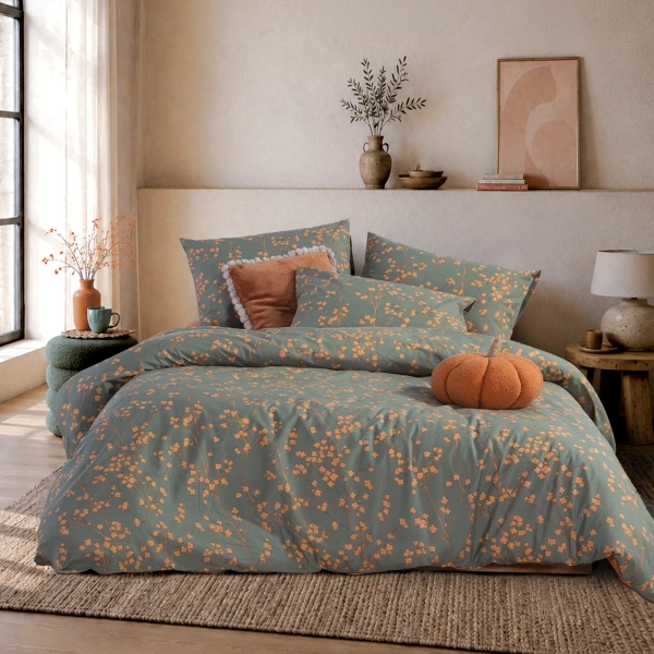 Σετ Παπλωματοθήκη Βαμβακερή Μονή Floriva 170X240  Nef Nef Homeware - Green