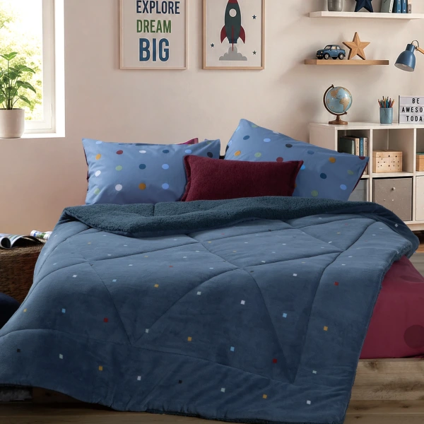 Κουβερτοπάπλωμα Παιδικό Μονό Dots Blue 160X220  Nef Nef Homeware - Blue