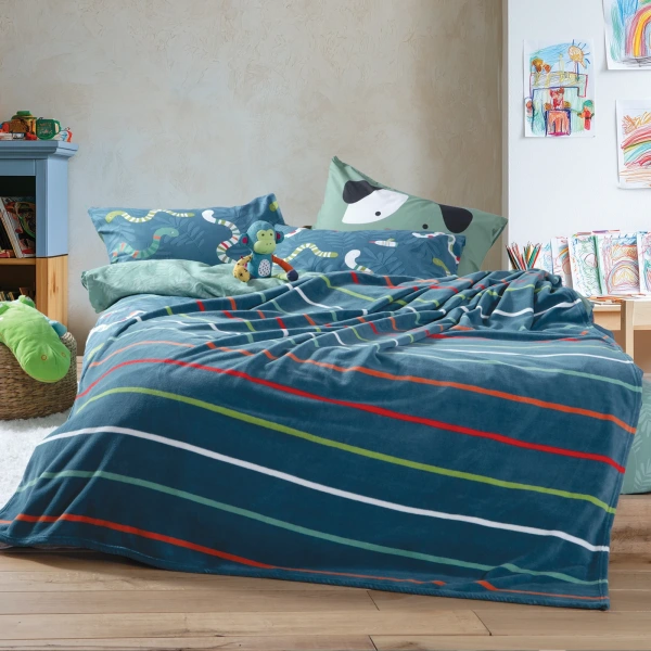 Κουβέρτα Παιδική Fleece Chromatic 160X220 Nef Nef Homeware - Petrol