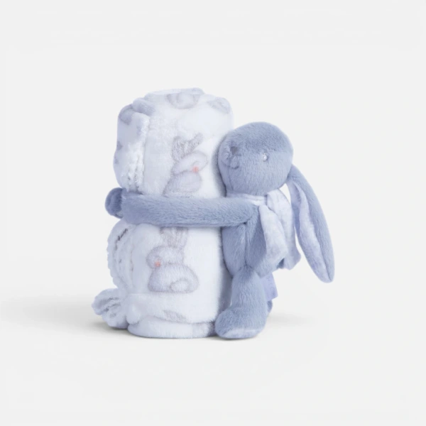 Κουβερτάκι Με Κουνελάκι Βρεφικό Αγκαλιάς Fleece Bunny Boo 75X100 Nef Nef Homeware - Ecru/Grey