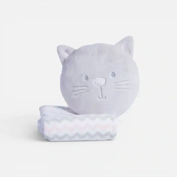 Κουβερτάκι Με Μαξιλάρι Βρεφικό Fleece Cat 75X100  Nef Nef Homeware - Ecru/Grey