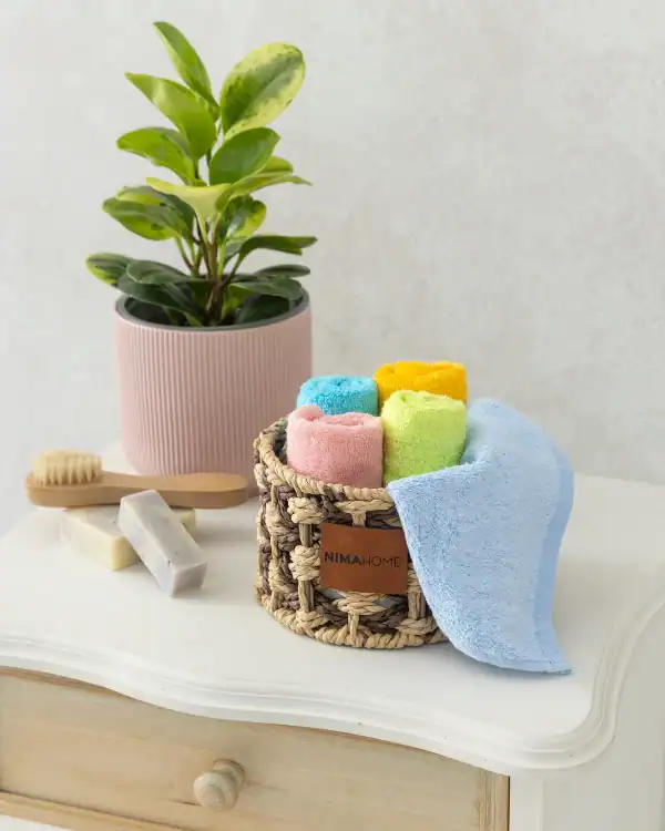 Καλαθάκι Με 5 Τεμάχια Λαβέτες - Bamboo Touch - Σετ Λαβέτες (5 X 25X25)