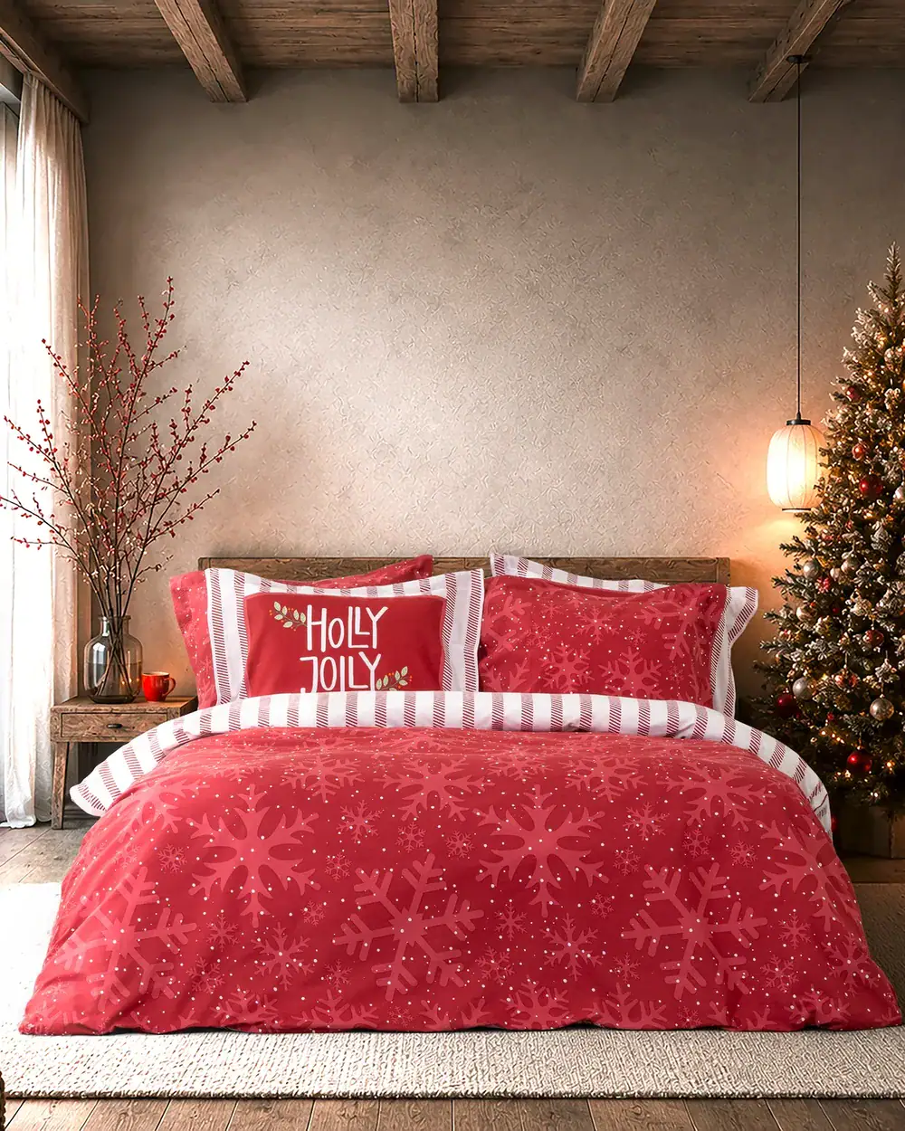 Nima Home Σετ Σεντόνια Υπέρδιπλα - Holly Jolly Nima Home Σετ Σεντόνια Υπέρδιπλα - Holly Jolly - Υπέρδιπλα (2 X 240X260 + 2 Μαξιλαροθήκες Oxford 4 Πλευρών 52X72+5)