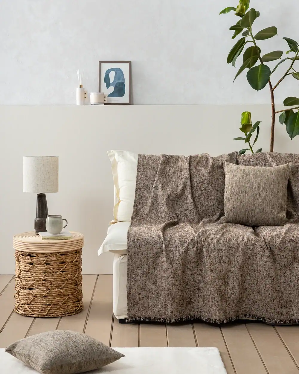 Ριχτάρι Τριθέσιου Καναπέ Chenille Nima Home Lorian Taupe 180x300 Nima Home Ριχτάρι 180X300 - Lorian Taupe - Τριθέσιος 180X300