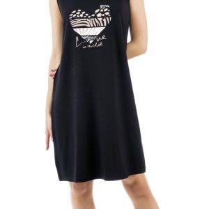 Γυναικείο Φόρεμα Καλοκαιρινό Βαμβακερό Dustin 2340 Black