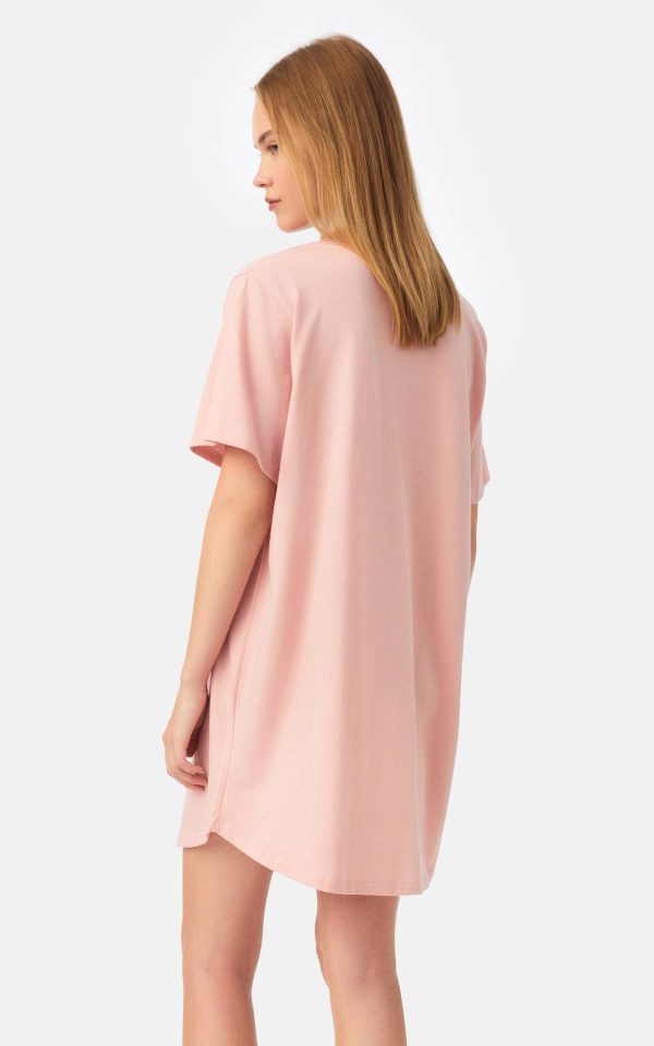 Γυναικείο Νυχτικό/T-Shirt Καλοκαιρινό Βαμβακερό Minerva Hearts Pink Silver