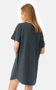 Γυναικείο Νυχτικό/T-Shirt Καλοκαιρινό Βαμβακερό Minerva Tropical Dark Grey