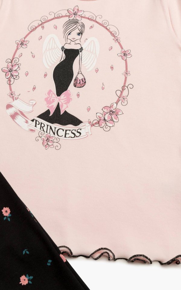 Σετ Παιδική Πυτζάμα Χειμερινή Βαμβακερή Minerva Dream Princess Pink/Somon