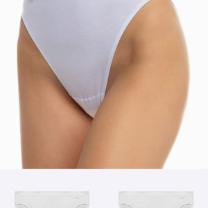 Γυναικεία Slip Brazil Cotton-Lycra 2τμχ Minerva Classic White
