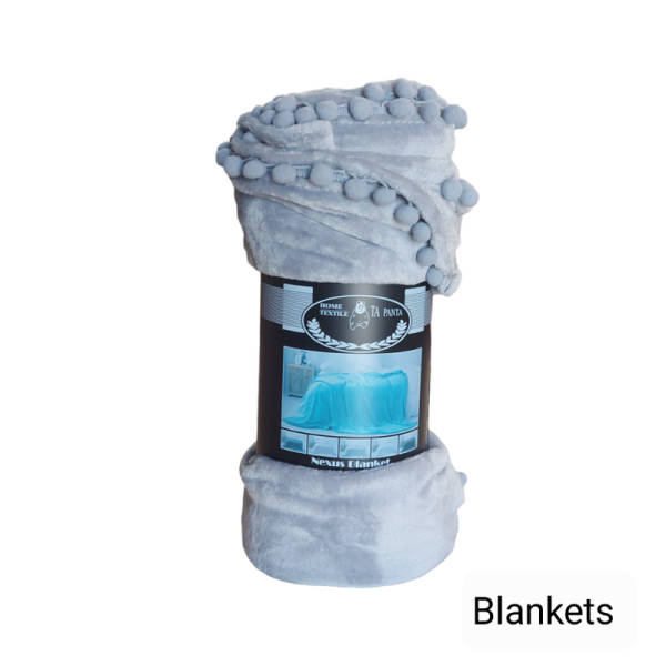 Κουβέρτα Υπέρδιπλη Pom-Pom Fleece Home Textile Ta Panta Simple Grey 190x230