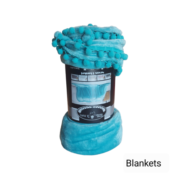 Κουβέρτα Υπέρδιπλη Pom-Pom Fleece Home Textile Ta Panta Simple Petrol 190x230