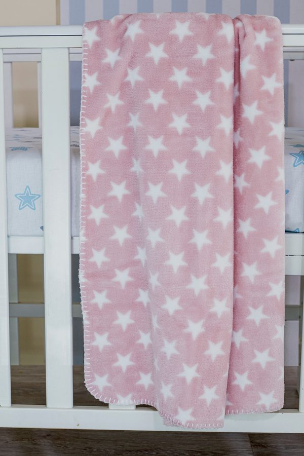 Βρεφική Κουβέρτα Αγκαλιάς Fleece GM Home Stars Pink 75x100