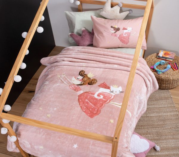 Παιδική Κουβέρτα Μονή Βελουτέ Nef-Nef Princess At Home Pink 160x220