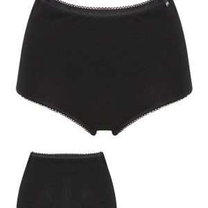 Γυναικεία Slip Maxi Cotton-Lycra 2τμχ Minerva Classic Black