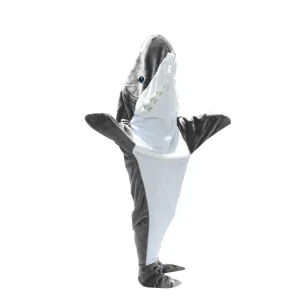 Unisex Ολόσωμη Πυτζάμα Καρχαρίας Βελουτέ OikosHomeware Shark Grey L-XL