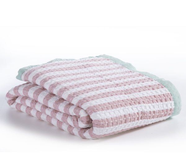 Παιδική Κουβέρτα Μονή Πικέ Nef-Nef Happy Stripe Pink 160x240